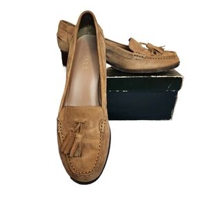 Lauren Pomona Loafer Sable KidSuede, Color Tan, Size 9B